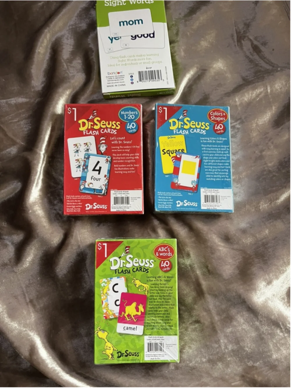 3 Dr. Seuss Flash Card Lot NUMBERS ABC’s & WORDS COLORS & SHAPES &1 SIGHT WORDS